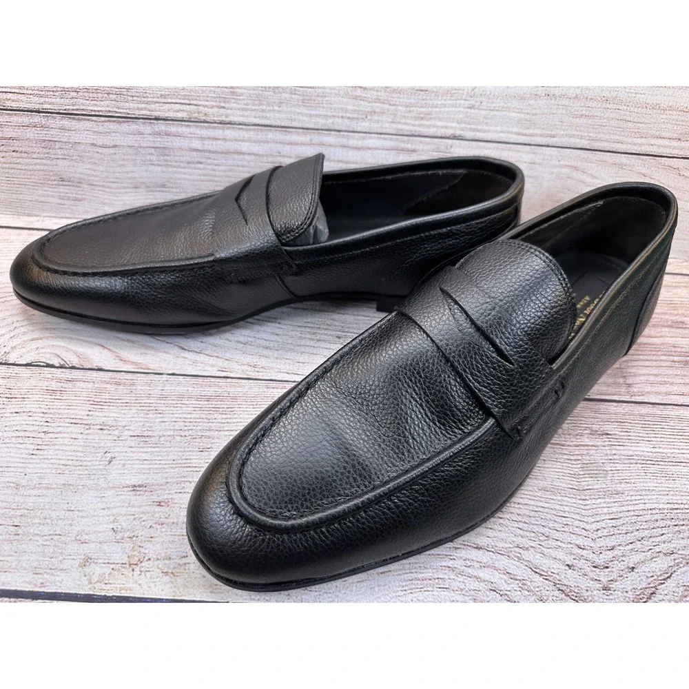 To Boot New York Adam Derrick Men's Black Pebbled Leather Loafers Size 10.5